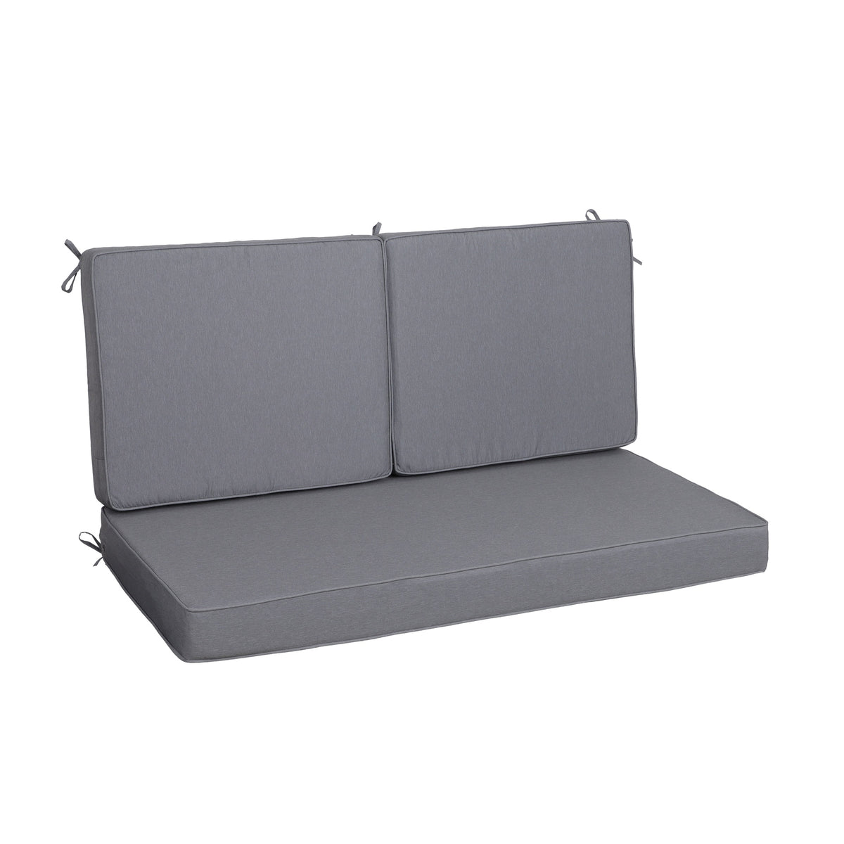 Outdoor Loveseat Cushion Set 48 x 24 Inch, Waterproof & 3-Year Fade Resistant Patio Furniture Cushions with Removable Cover, Ties and Hidden Zipper for Sofa Bench Couch pad Set of 3, Gray(1xseat+2Xbac
