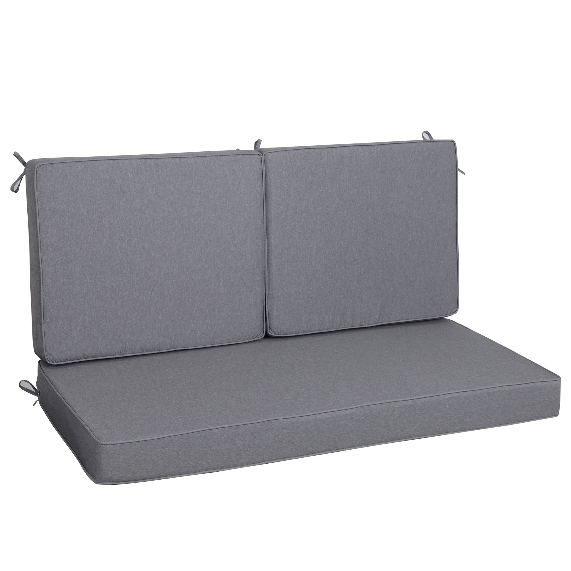 Outdoor Loveseat Cushion Set 48 x 24 Inch, Waterproof & 3-Year Fade Resistant Patio Furniture Cushions with Removable Cover, Ties and Hidden Zipper for Sofa Bench Couch pad Set of 3, Gray(1xseat+2Xbac