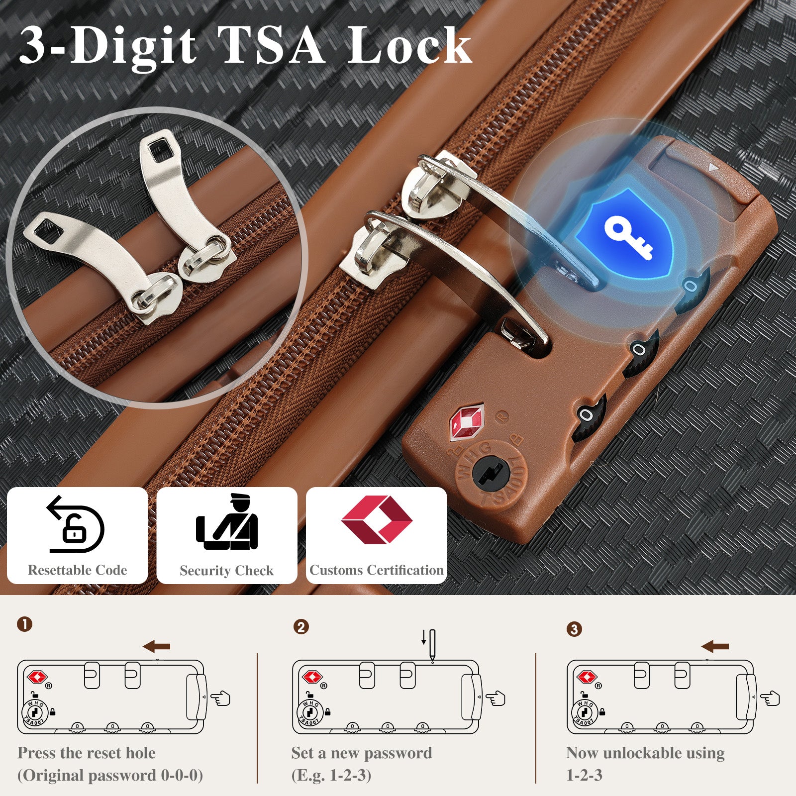 6-Piece Luggage Set, Durable Hardshell ABS Suitcase with Spinner Wheels, TSA Lock, Side Hooks, Lightweight Carry-On & Checked Luggage