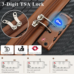 6-Piece Luggage Set, Durable Hardshell ABS Suitcase with Spinner Wheels, TSA Lock, Side Hooks, Lightweight Carry-On & Checked Luggage