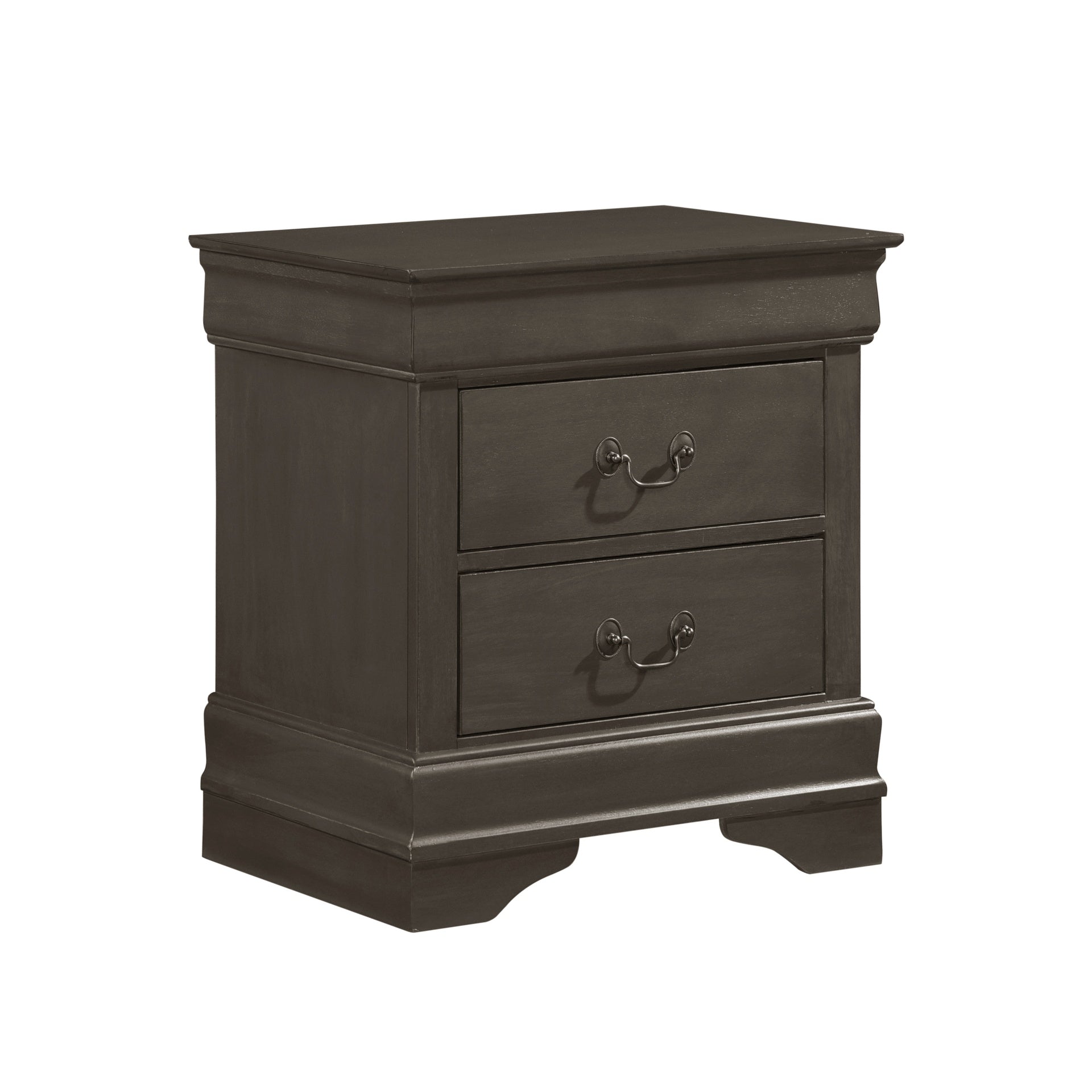 Classic Louis Philippe Style Stained Gray Finish 1pc Nightstand of 2x Drawers Traditional Design Bedroom Furniture