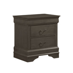 Classic Louis Philippe Style Stained Gray Finish 1pc Nightstand of 2x Drawers Traditional Design Bedroom Furniture