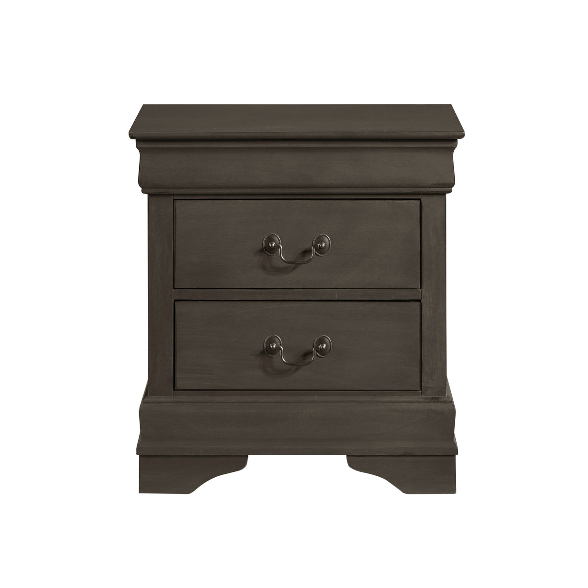 Classic Louis Philippe Style Stained Gray Finish 1pc Nightstand of 2x Drawers Traditional Design Bedroom Furniture