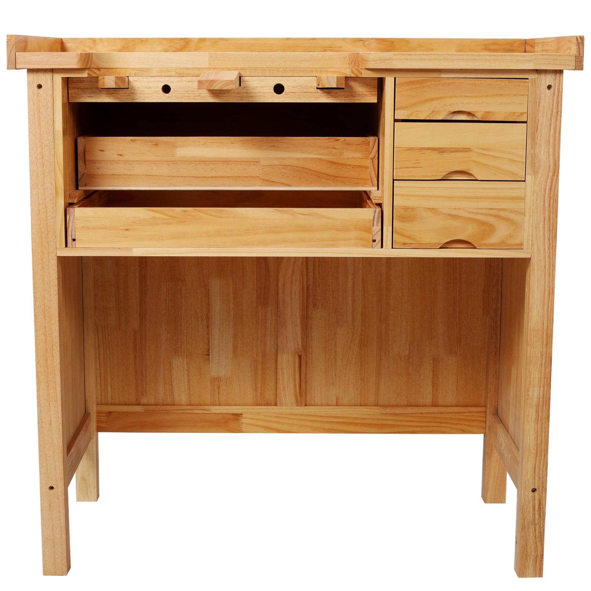 Solid Wood Jewelry Workbench - Wooden Craft Station with Practical Storage Drawers for Jewelry Making