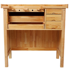Solid Wood Jewelry Workbench - Wooden Craft Station with Practical Storage Drawers for Jewelry Making