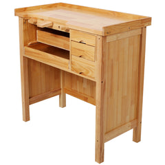 Solid Wood Jewelry Workbench - Wooden Craft Station with Practical Storage Drawers for Jewelry Making