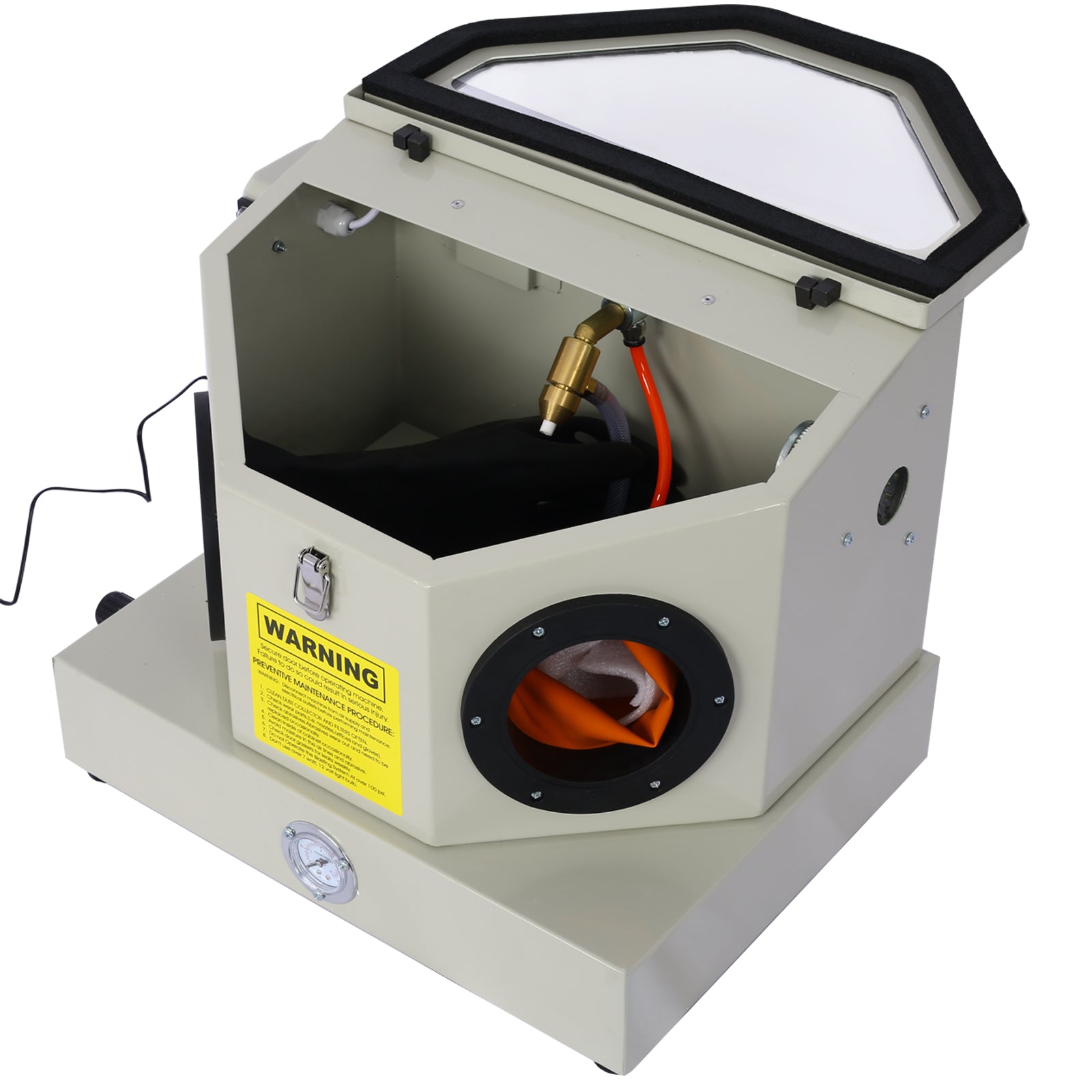 Mini Sandblaster - Ergonomic and Compact Design for Precise Sandblasting, with Heavy Steel Construction and Built-in Blast Gloves for No Sand Leakage, Bright LED Lighting System