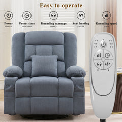 Kneading Massage Rocker Recliner Chair with 4-Point 3D Kneading Massage and Heat for Living Room with Rocking Function and 2 Cup Holders, USB Charge Port