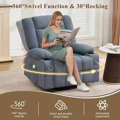 Kneading Massage Rocker Recliner Chair with 4-Point 3D Kneading Massage and Heat for Living Room with Rocking Function and 2 Cup Holders, USB Charge Port