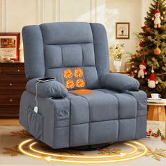 Kneading Massage Rocker Recliner Chair with 4-Point 3D Kneading Massage and Heat for Living Room with Rocking Function and 2 Cup Holders, USB Charge Port
