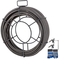 Drain Cleaning Cable 100 Feet x 1/2 Inch Solid Core Cable Sewer Cable Drain Auger Cable Cleaner Snake Clog Pipe Drain Cleaning Cable Sewer Drain Auger Snake Pipe