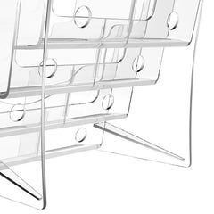 Acrylic Brochure Holder 8.5 x 11 inch, 4-Tier Clear Acrylic Literature Display Stand, Plastic Literature Organizer Flyer Stand & Removable Divider for Office Exhibition, Countertop or Wall Mount