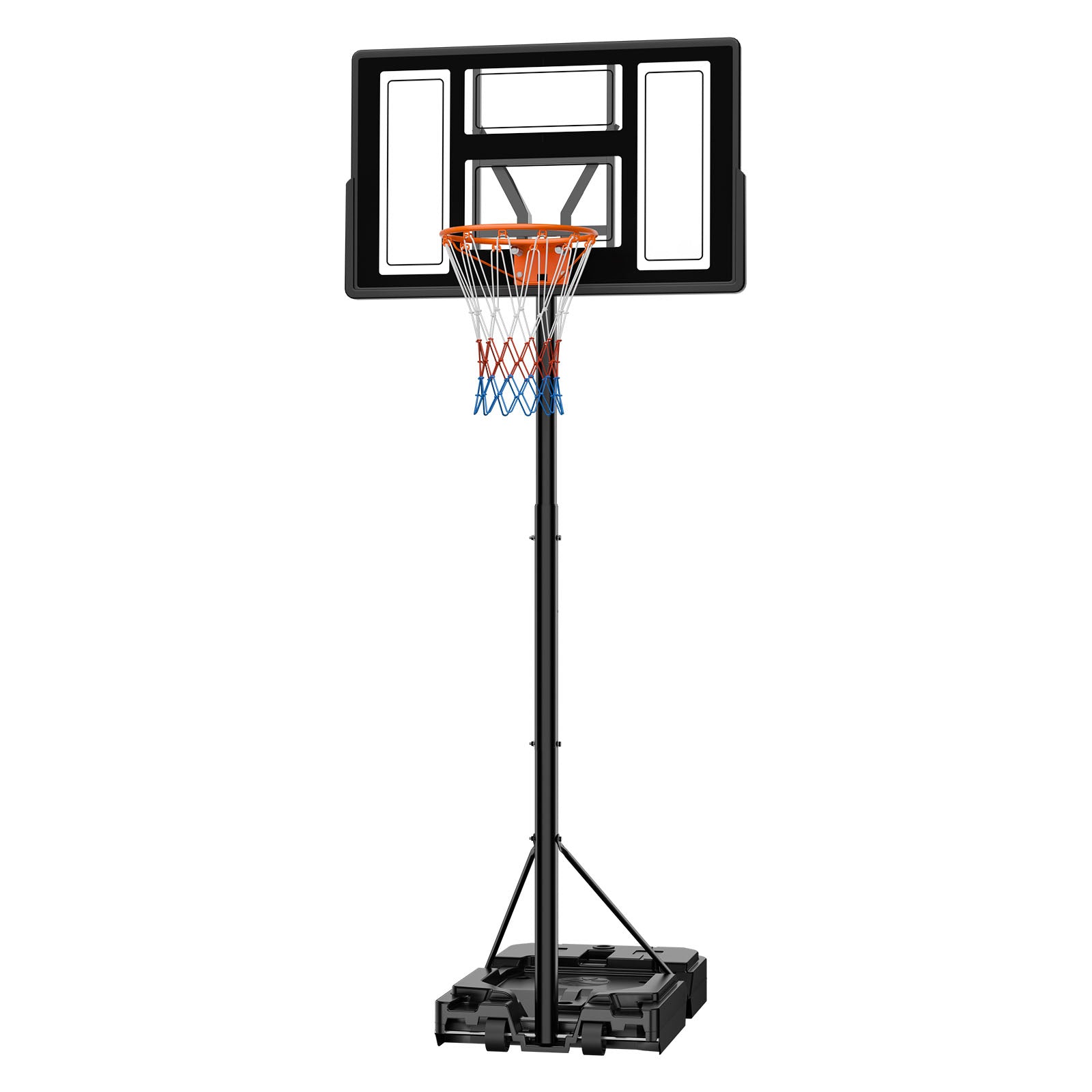 Portable Basketball Stand, 4.4 ft to 10 ft Height Adjustment Basketball Hoop & Goal, Adjustable Basketballs Goal System with Built-in Rolling Wheels for Kids, Teens, Adults in Driveways, Pools