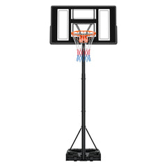Portable Basketball Stand, 4.4 ft to 10 ft Height Adjustment Basketball Hoop & Goal, Adjustable Basketballs Goal System with Built-in Rolling Wheels for Kids, Teens, Adults in Driveways, Pools