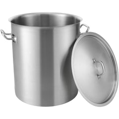 Stainless Steel Stockpot, 42 Quart Large Cooking Pots, Multipurpose Cookware Sauce Pot with Lid & Handle, Heavy Duty Commercial Grade Stock Pot, Sanding Treatment, for Large Groups Events Silver