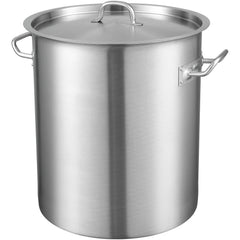 Stainless Steel Stockpot, 42 Quart Large Cooking Pots, Multipurpose Cookware Sauce Pot with Lid & Handle, Heavy Duty Commercial Grade Stock Pot, Sanding Treatment, for Large Groups Events Silver