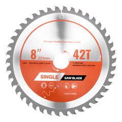 Circular Saw Blade, 8 inch Diameter, 42 Sharp Alloy Teeth, 1 inch Arbor, Fine Finish, Wood Cutting Blade for Circular Saw, with Noise-Reducing Heat Vents, for Cutting Plywood, OSB, and Hardwood