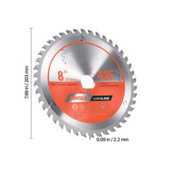Circular Saw Blade, 8 inch Diameter, 42 Sharp Alloy Teeth, 1 inch Arbor, Fine Finish, Wood Cutting Blade for Circular Saw, with Noise-Reducing Heat Vents, for Cutting Plywood, OSB, and Hardwood