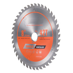 Circular Saw Blade, 8 inch Diameter, 42 Sharp Alloy Teeth, 1 inch Arbor, Fine Finish, Wood Cutting Blade for Circular Saw, with Noise-Reducing Heat Vents, for Cutting Plywood, OSB, and Hardwood
