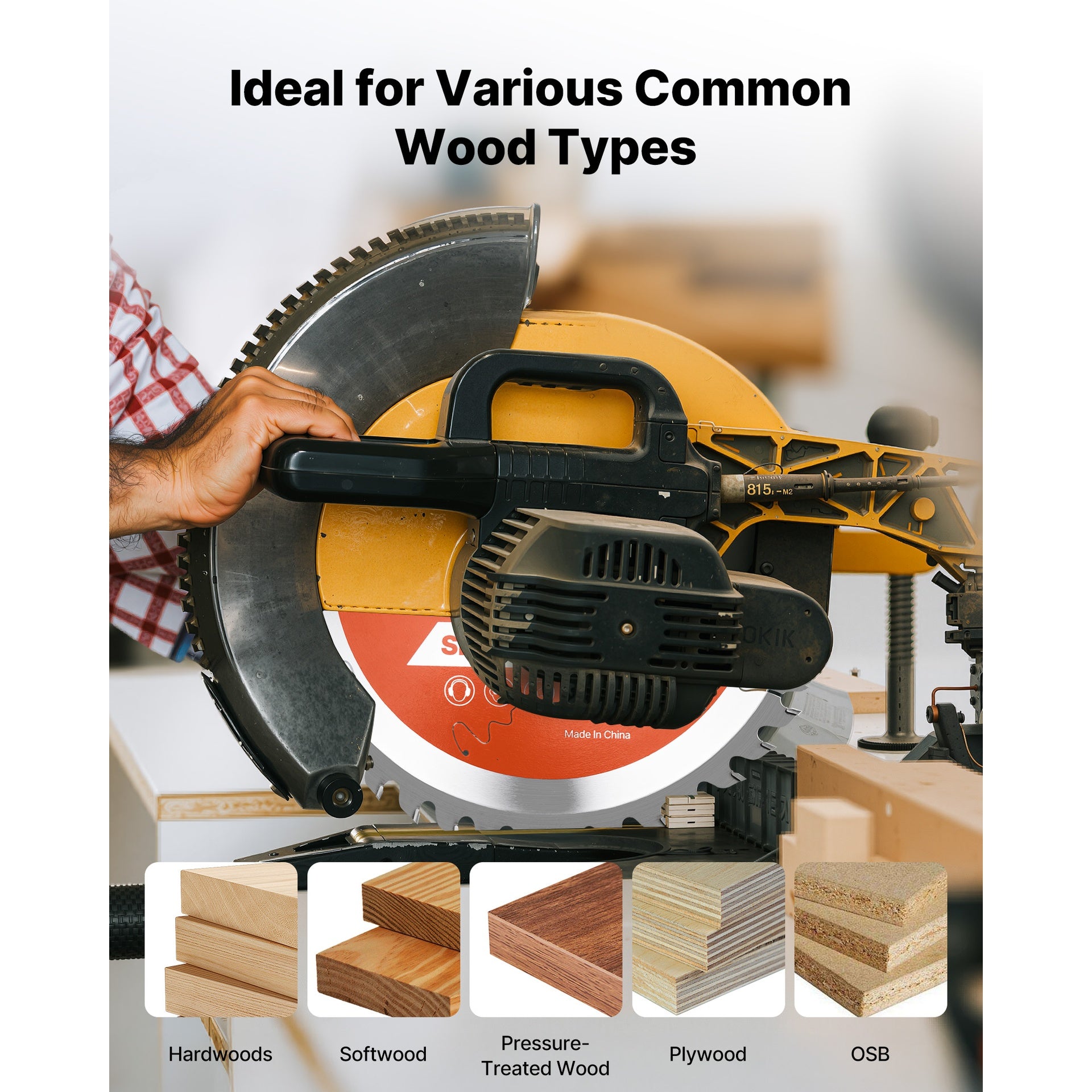 Circular Saw Blade, 8 inch Diameter, 42 Sharp Alloy Teeth, 1 inch Arbor, Fine Finish, Wood Cutting Blade for Circular Saw, with Noise-Reducing Heat Vents, for Cutting Plywood, OSB, and Hardwood