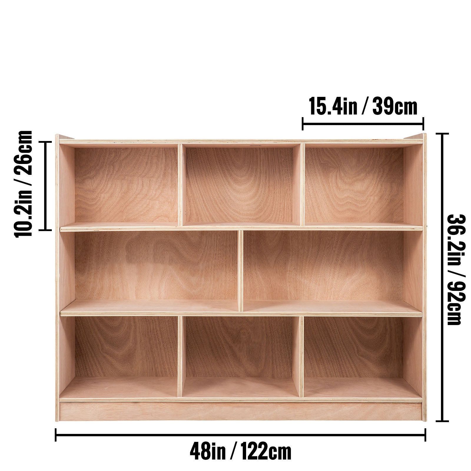 Classroom Storage Cabinet Plywood 8-Section Preschool Storage Shelves 36 Inch High Classroom Cabinet Storage with Casters
