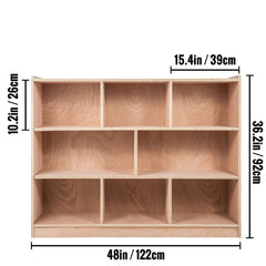 Classroom Storage Cabinet Plywood 8-Section Preschool Storage Shelves 36 Inch High Classroom Cabinet Storage with Casters