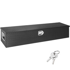 Heavy Duty Aluminum Truck Bed Tool Box, Diamond Plate Tool Box with Side Handle and Lock Keys, Storage Tool Box Chest Box Organizer for Pickup, Truck Bed, RV, Trailer, 48"x15"x15", Black