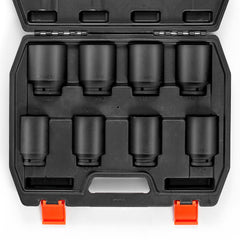 Axle Nut Impact Socket Set 1/2" Drive Deep 6-Point 8PCS SAE Nut Socket