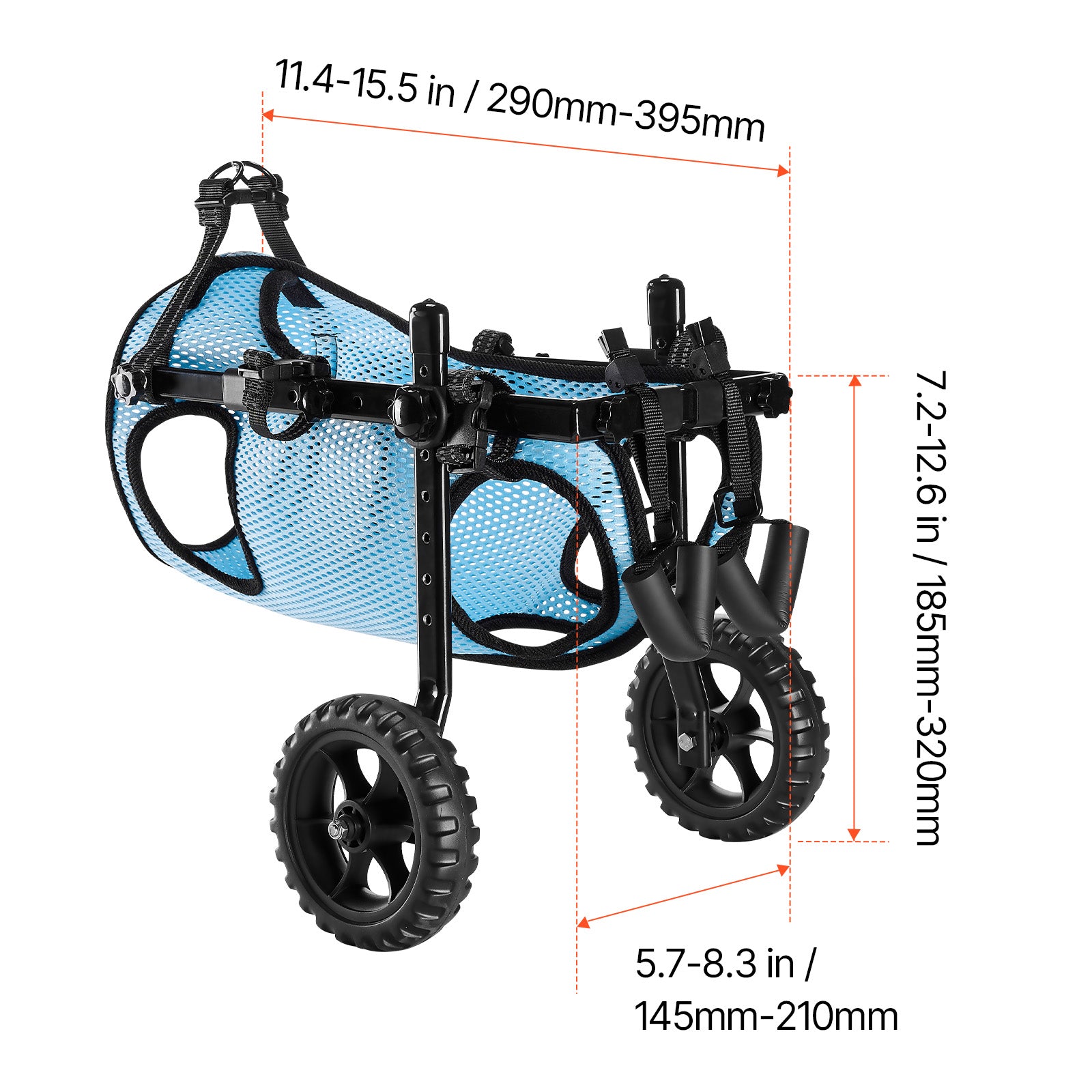Dog Wheelchair for Back Legs, Adjustable 2 Wheels Pet Wheelchair, Lightweight Dog Cart with Shock-Absorbing Wheels, Mobility Support Wheel Chair for Disabled Injured Dogs up to 33lbs, Medium