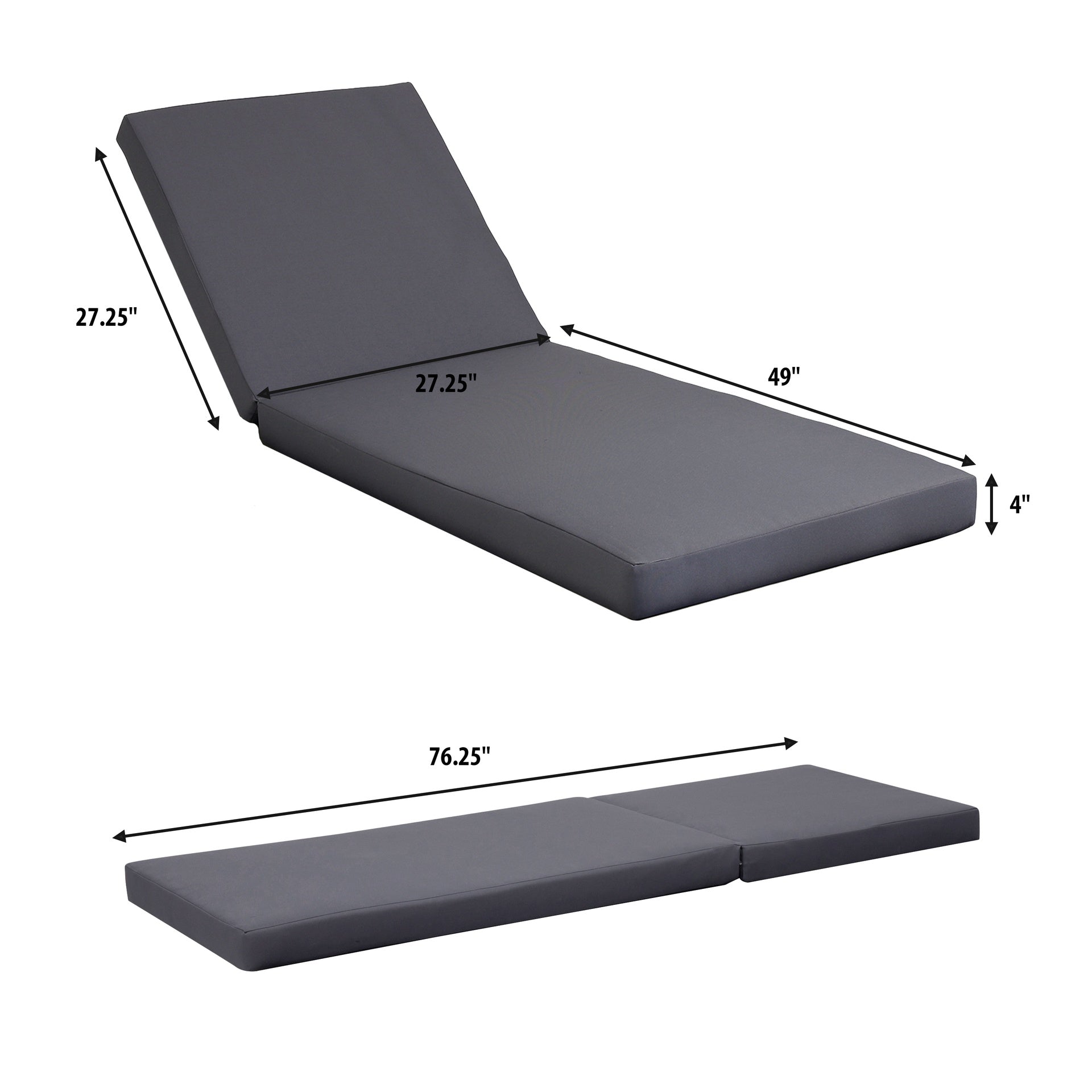 Lounge chaise Set, Acacia solid wood with LOUNGE CUSHION (Dark Grey) - Matching Cream Version Available