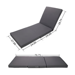 Lounge chaise Set, Acacia solid wood with LOUNGE CUSHION (Dark Grey+TRIPLE FOLDS) - Matching Cream Version Available