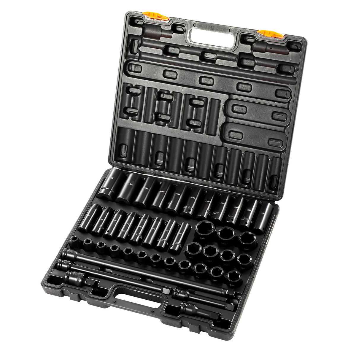 Impact Socket Set 1/2 Inches 43 Piece Impact Sockets, Standard Socket Assortment, 1/2 Inches Drive Socket Set 6-Point Sockets Metric 9-30mm (Standard/Deep)