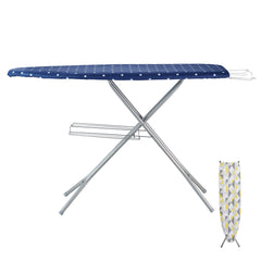 Ironing Board with Bottom Storage Tray, Thickened 4 Layers Iron Board with Heat Resistant Cover and 100% Cotton Cover, 10 Adjustable Heights Ironing Board for Home Laundry Room Use (Size 55x15)