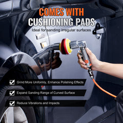 1/2/3 Inch Random Orbital Air Sander, High-Speed 15000RPM Mini Pneumatic Sander for Auto Body Work, 58PCS Air Powered Sander Kit with Sandpapers, Wool Pad, Wavy Sponges