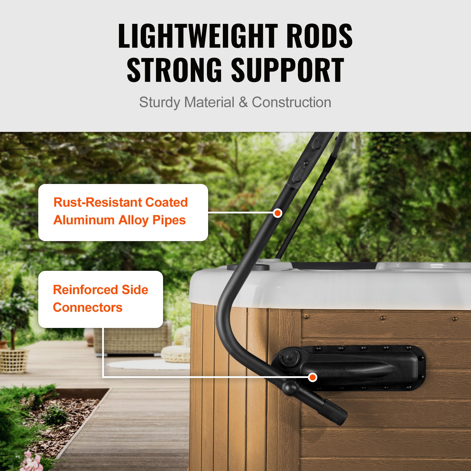 Hot Tub Cover Lift, Spa Cover Lift, Height 31.5" - 41.3" Width 69" - 100.5" Adjustable, Installed on Both Sides at the Top, Suitable for Various Sizes of Rectangular Bathtubs, Hot Tubs, Spa