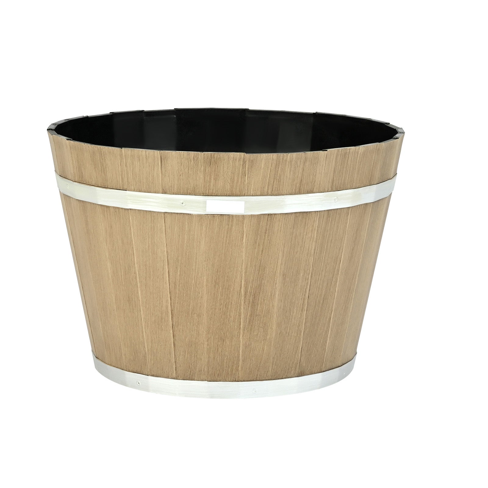 Resin Whiskey Barrel Planter Garden Flower Plant Pot 11.81 x 11.81 x 8.27 in