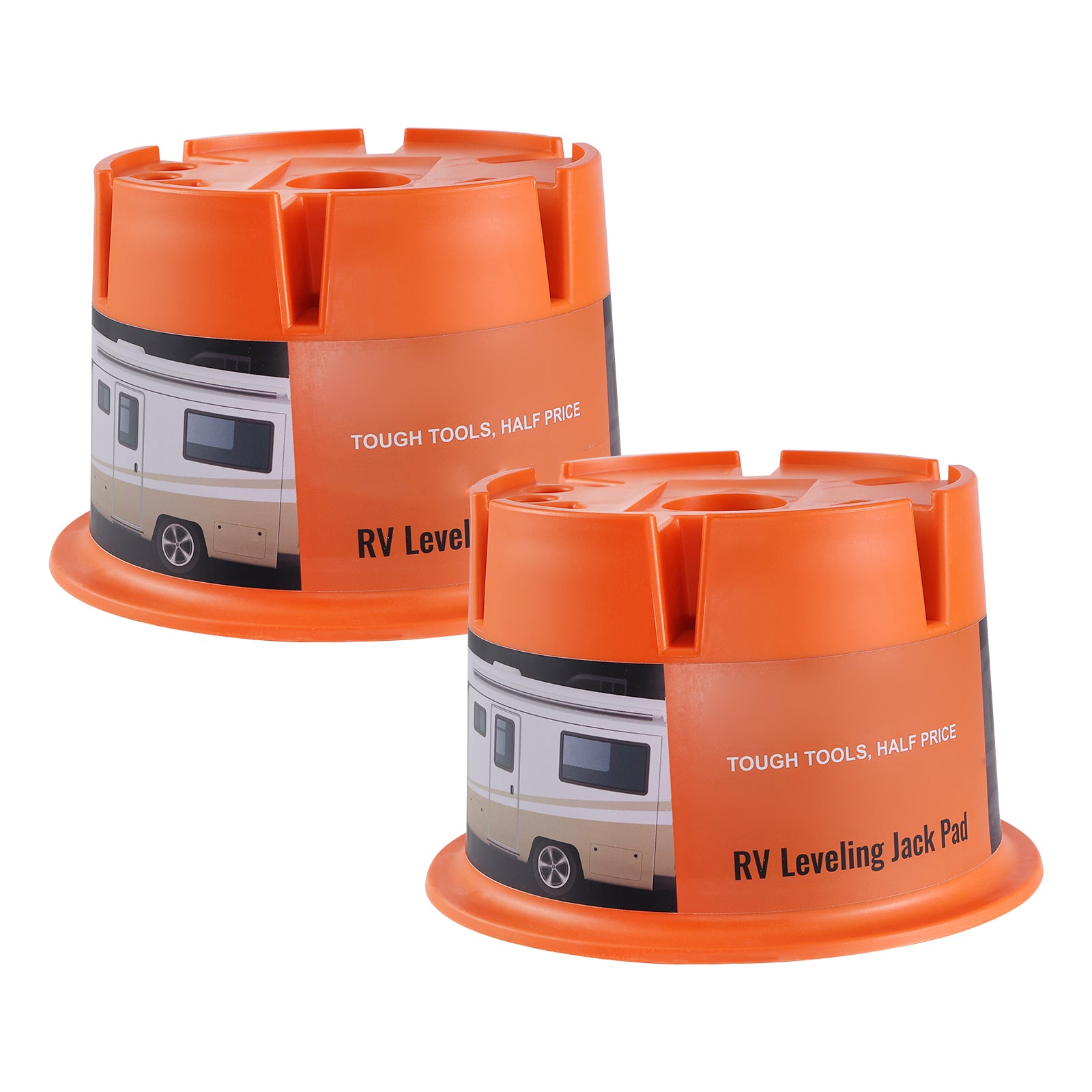 Trailer Jack Block, 2000 lbs Capacity per RV Leveling Block, High-quality Polypropylene RV Camper Stabilizer Blocks, RV Travel Accessories Use for Any Tongue Jack, Post, Foot, 5th Wheels, 2-Pack