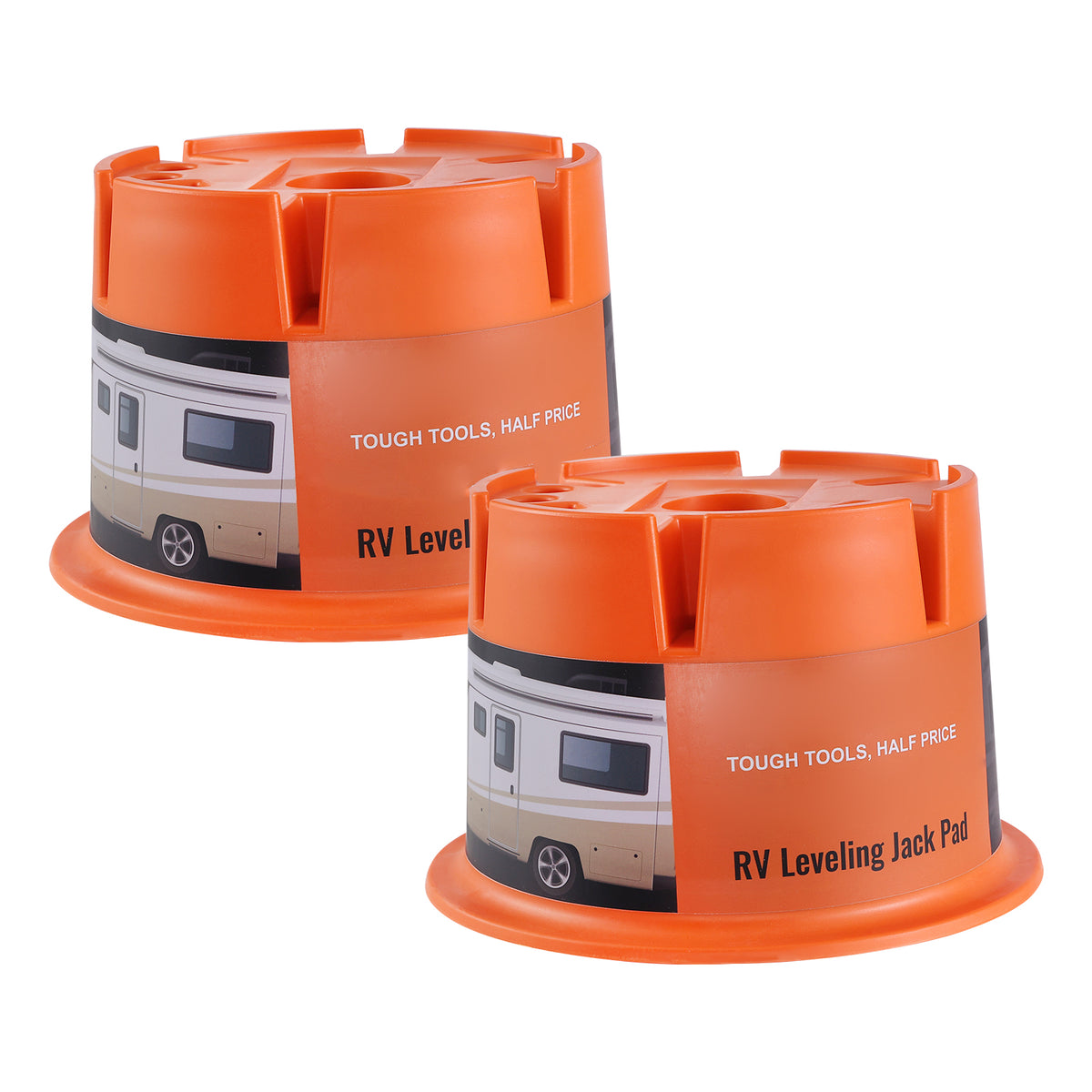 Trailer Jack Block, 2000 lbs Capacity per RV Leveling Block, High-quality Polypropylene RV Camper Stabilizer Blocks, RV Travel Accessories Use for Any Tongue Jack, Post, Foot, 5th Wheels, 2-Pack