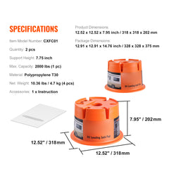 Trailer Jack Block, 2000 lbs Capacity per RV Leveling Block, High-quality Polypropylene RV Camper Stabilizer Blocks, RV Travel Accessories Use for Any Tongue Jack, Post, Foot, 5th Wheels, 2-Pack