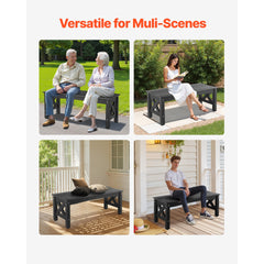 Outdoor Bench Patio Bench 44.5 inch Weatherproof Plastic 600 lbs Black