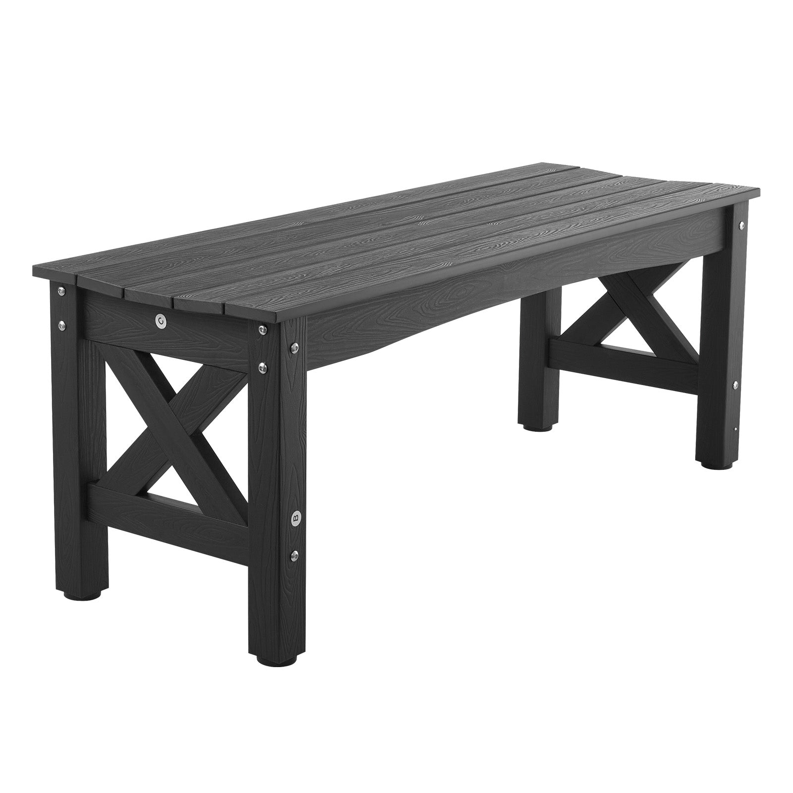 Outdoor Bench Patio Bench 44.5 inch Weatherproof Plastic 600 lbs Black