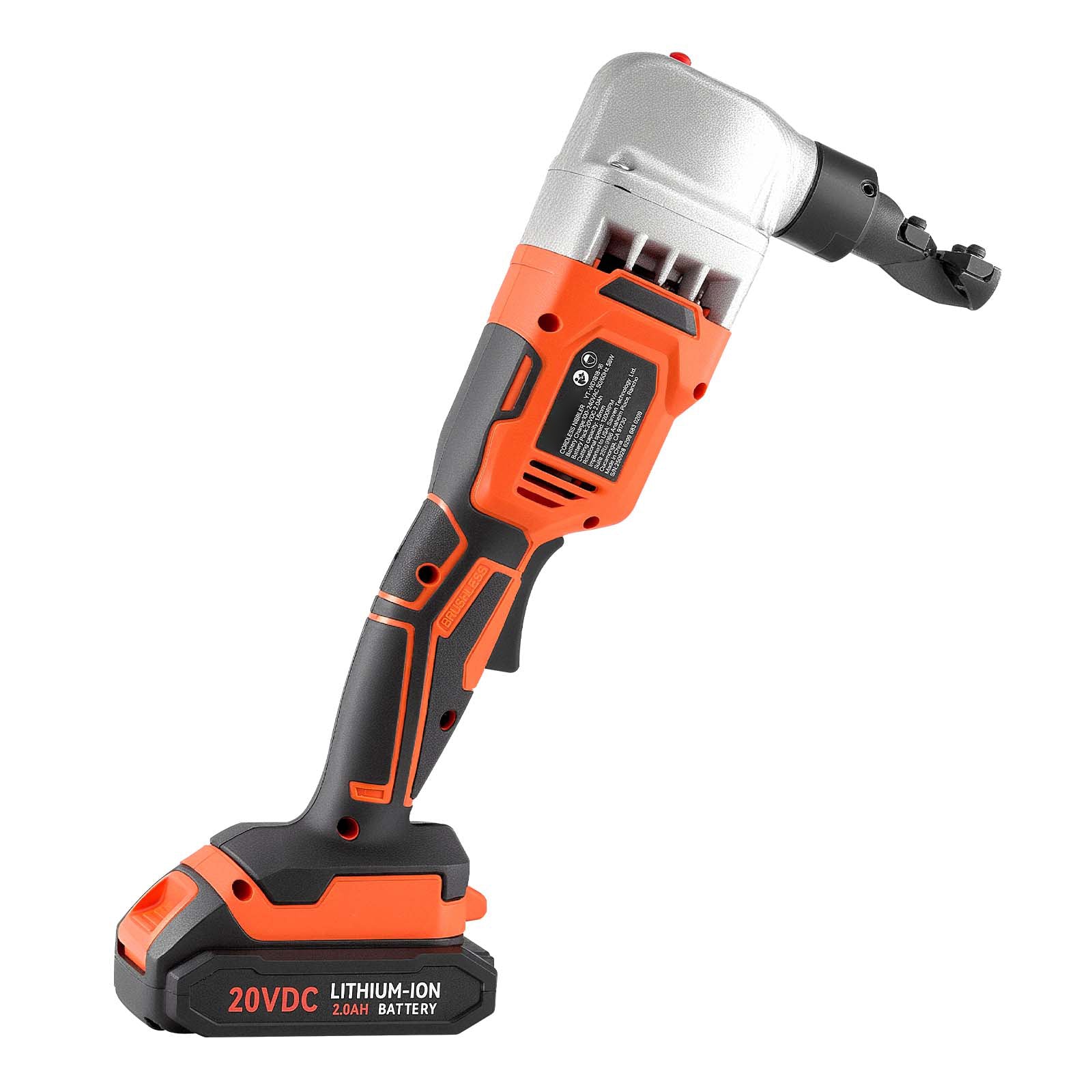 Cordless Metal Nibbler, with 18 V 2000 mAh Battery, 1200 RPM Brushless Motor, Electric Nibbler Metal Cutter with Plastic Carrying Case for Cutting Stainless Steel, Aluminum, and Copper Sheet