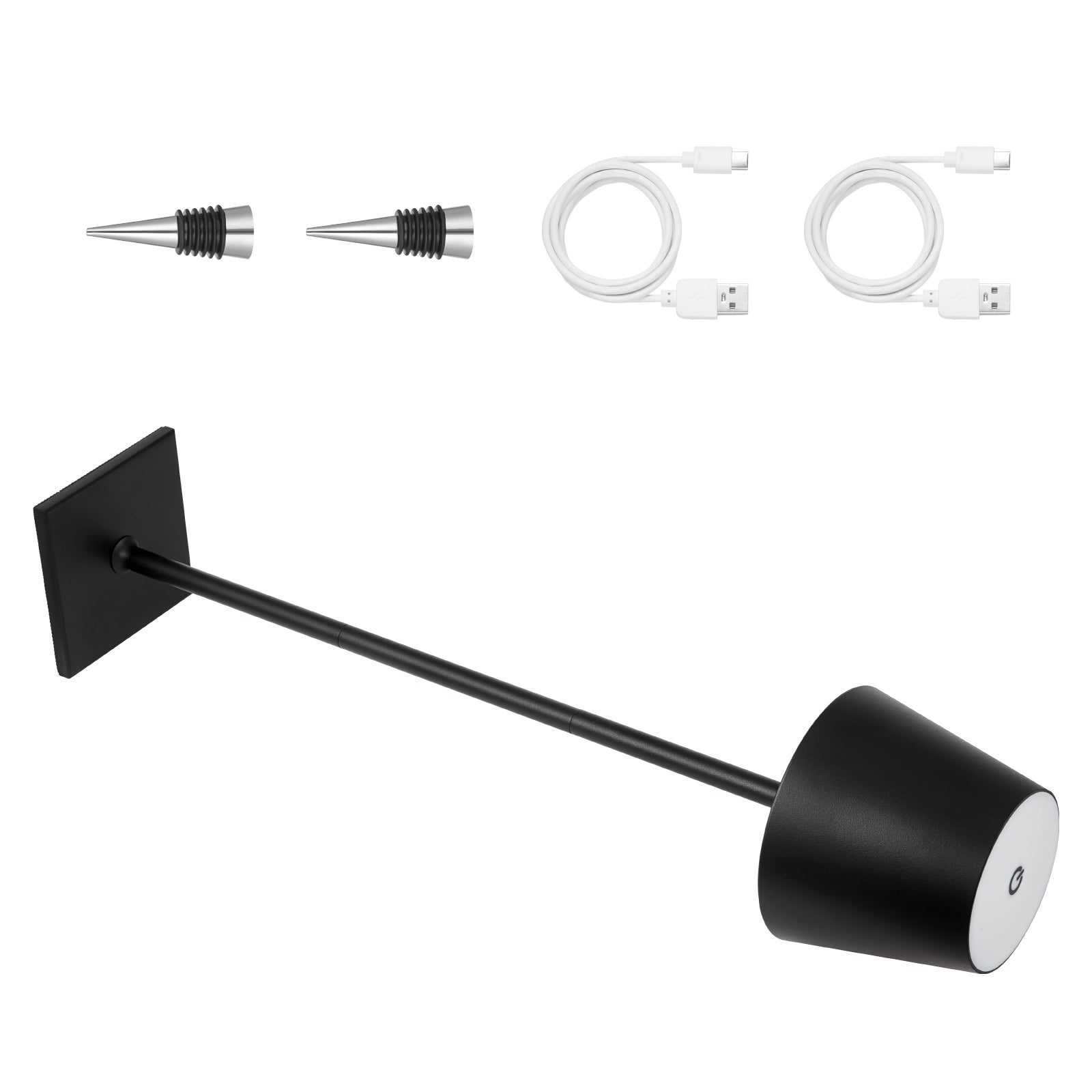 Cordless Table Lamp 2 PCS Rechargeable Battery Desk Lamp Adjustable Height Black