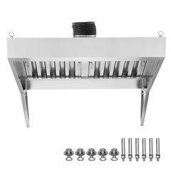 Commercial Exhaust Hood, 4FT Food Truck Hood Exhaust, 201 Stainless Steel Concession Trailer Hood with 2 Detachable U-shaped Grid Oil Filter Mesh, Rust Resistant Vent Hood for Kitchen Restaurant