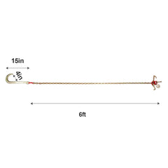 2PCS 5/16"x6' G80 Tow Chain 15" J Hook Long Shank RTJ & Grab Hooks Wrecker