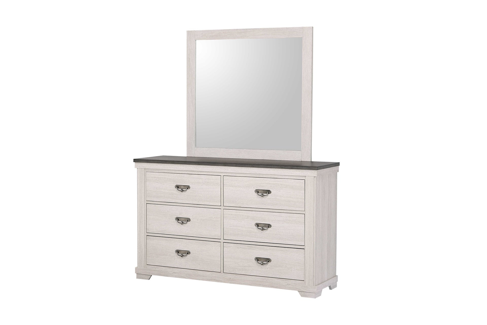 1pc Farmhouse Style Six Drawer Dresser Beige Finish Rustic Bedroom Solid Wood Wooden Furniture