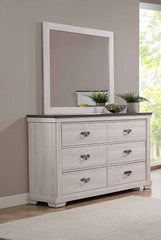 1pc Farmhouse Style Six Drawer Dresser Beige Finish Rustic Bedroom Solid Wood Wooden Furniture