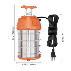 LED Temporary Work Light, 150W, 20000lm Construction Lights, 5000K Portable Super Bright & Waterproof & Connected Up to 6 lights, Hanging Job Site Lighting for Indoor and Outdoor Lighting