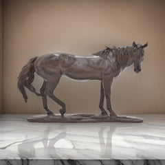 Refi 14 Inch Horse Statuette Figurine, Modern Style Sculpture, Brown Resin