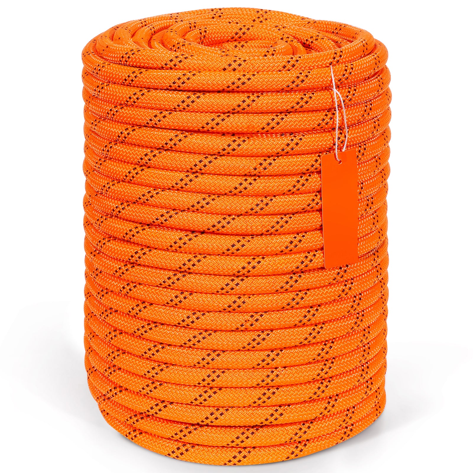 Double Braided Polyester Rope, 1/2 in x 220 ft, 48 Strands, 8000 LBS Breaking Strength Outdoor Climbing Rope, Arborist Rigging Rope for Rock Hiking Camping Swing Rappelling Rescue, Orange/Black